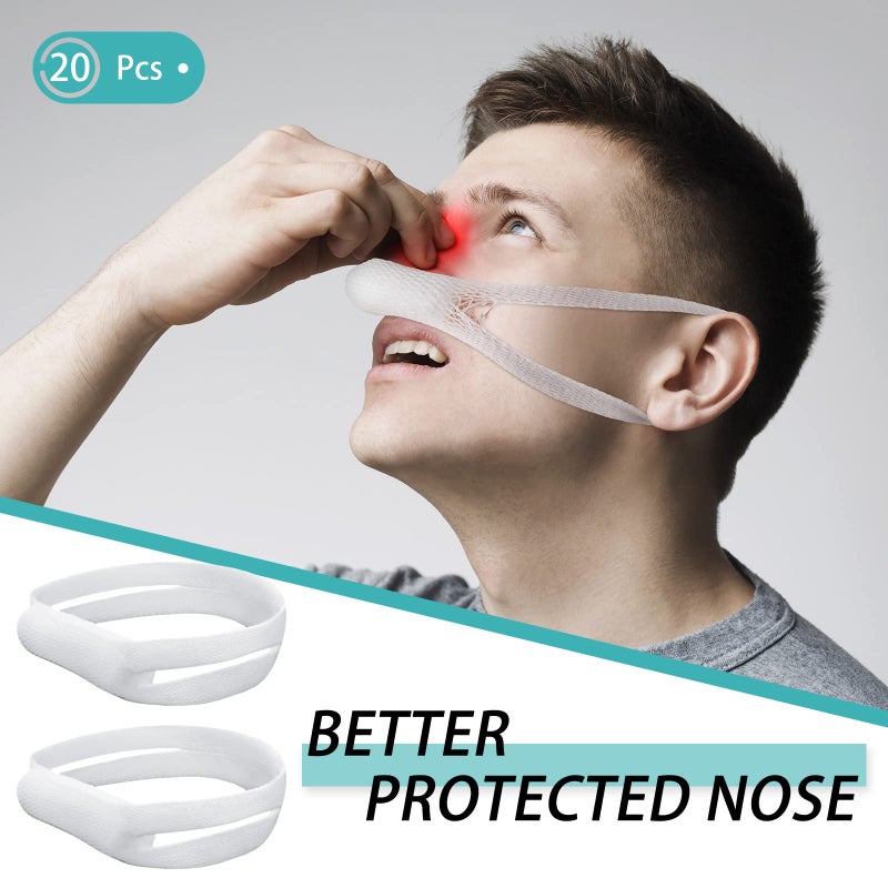 Patelai Elastic Nose Bandage, External Nasal Bandage Dressing Holder with High Absorption Capacity for Nose, White(20 Pcs) - Image 2
