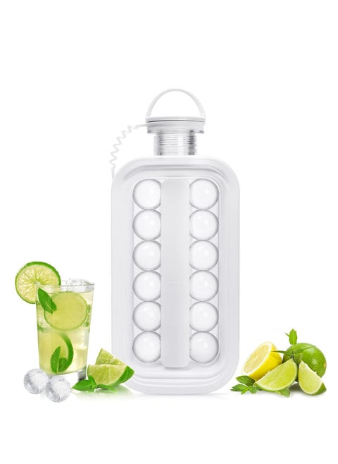 Ice Tray 2 in 1 Portable Ice Ball Maker Kettle with 17 Grids Flat Lid for Cooling Ice Cubes