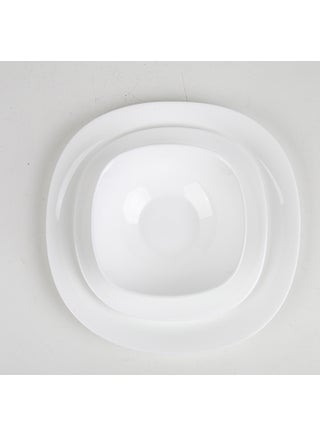12 Piece Dinner Plate Set of 4,Lightweight Square Opal Glass White Dinnerware Plates, Dishwasher and Microwave Safe - view 4