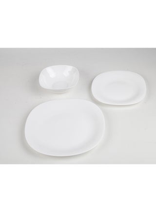 12 Piece Dinner Plate Set of 4,Lightweight Square Opal Glass White Dinnerware Plates, Dishwasher and Microwave Safe - view 2