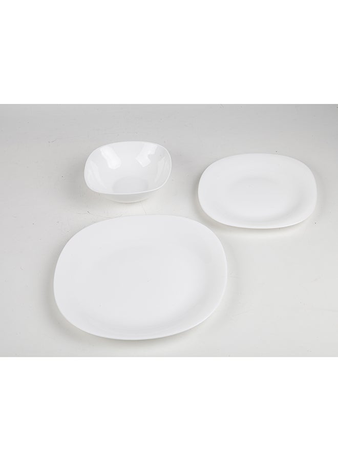 Noon East 12 Piece Dinner Plate Set of 4,Lightweight Square Opal Glass White Dinnerware Plates, Dishwasher and Microwave Safe - Image 2