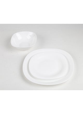12 Piece Dinner Plate Set of 4,Lightweight Square Opal Glass White Dinnerware Plates, Dishwasher and Microwave Safe - view 3