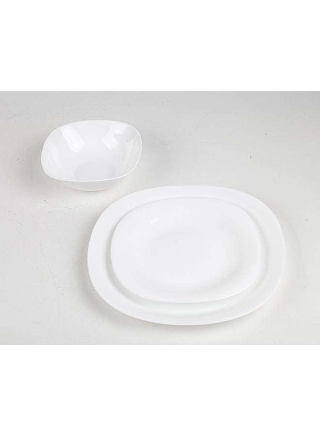 Noon East 12 Piece Dinner Plate Set of 4,Lightweight Square Opal Glass White Dinnerware Plates, Dishwasher and Microwave Safe - Image 3