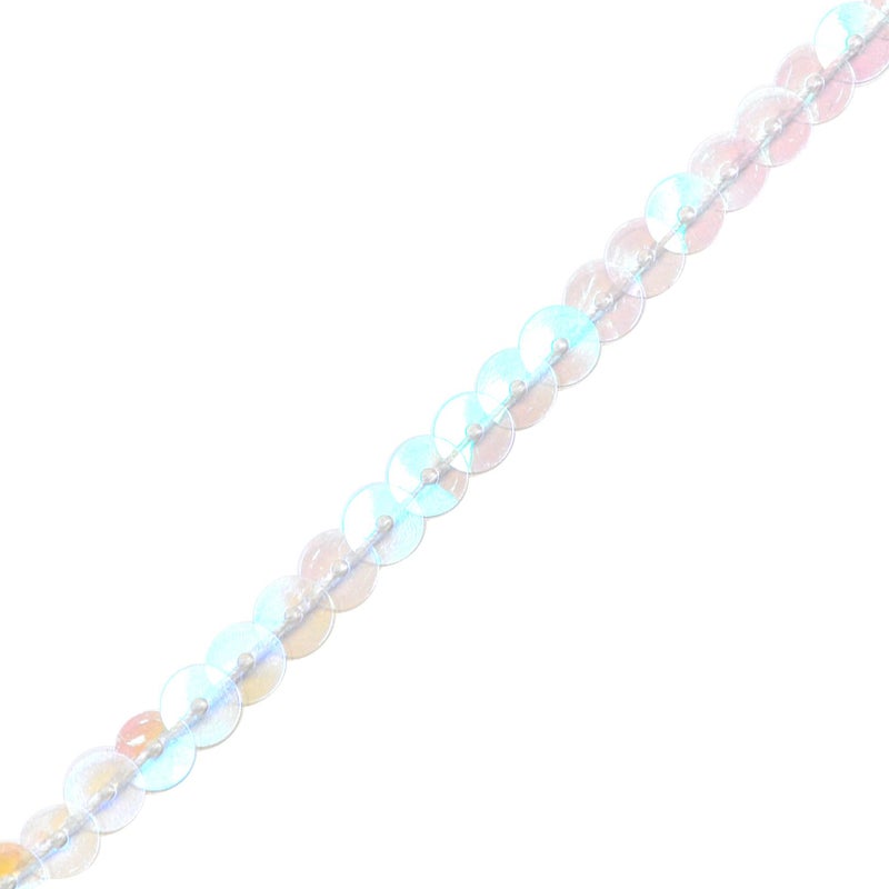 Mandala Crafts 100 Yards 6mm Iridescent Clear Sequins Strips on a Roll - Flat Paillettes Trim Ribbon Sequins String Spool by The Yard for Sewing, Crafts, Embellishments, and Decorations - Image 3