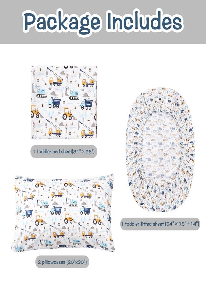 lasoftan Kids Sheet Set Full Size, Boys Full Sheet Set with White Car Pattern，Breathable Silky Soft Microfiber Kids Fitted Sheet - Image 2