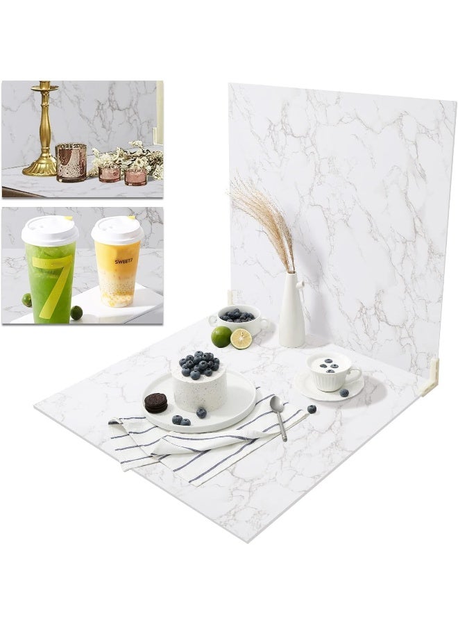 BPA 2PCS Photo Backdrop Boards for Flat Lay, 24x24Inch Marble Food Photography Background Waterproof Tabletop Backdrop Shooting - Image 1