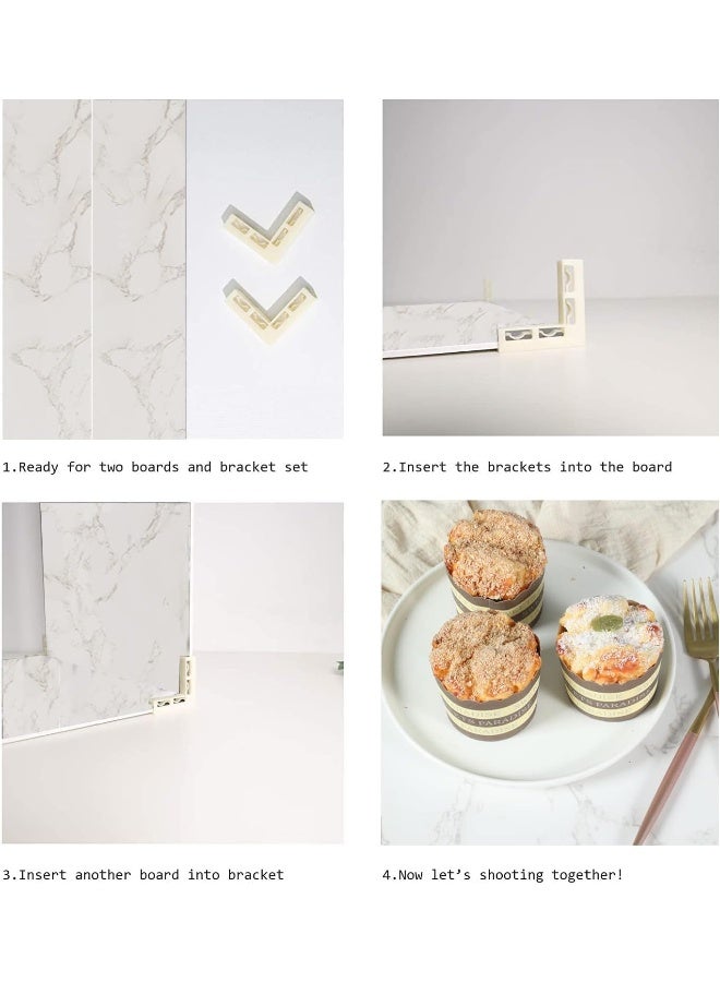 BPA 2PCS Photo Backdrop Boards for Flat Lay, 24x24Inch Marble Food Photography Background Waterproof Tabletop Backdrop Shooting - Image 3