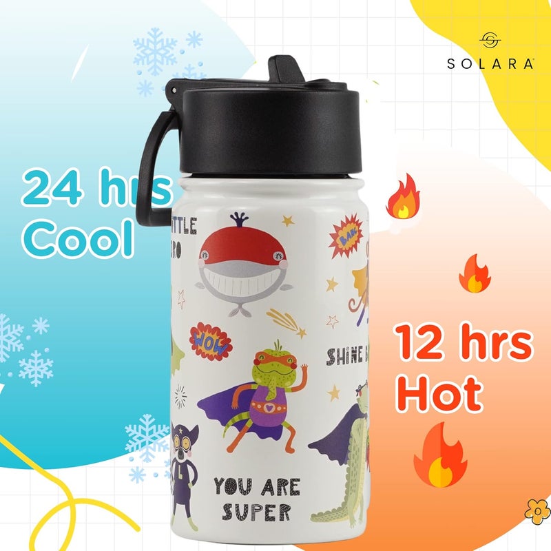 SOLARA Amazi Kids Insulated Water Bottle for Kids 450ml, Kids Water Bottle,Sipper Bottle for Kids,Thermosteel Kids Bottles,Stainless Steel Water Bottles for Kids,Straw Bottle for Kids, Animal Heroes - Image 4