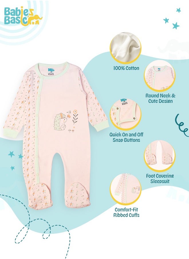 Babies Basic 100% Cotton Printed Long Sleeves Jumpsuit/Romper/Sleepsuit For Babies  - Image 3