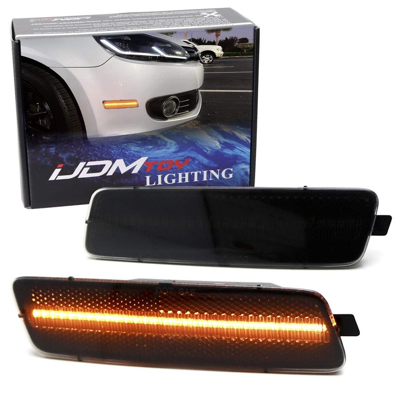 مجموعة إضاءة جانبية LED كاملة مع عدسة مدخنة من iJDMTOY متوافقة مع فولكس فاجن 2010-2014 MK6 جولف هاتشباك جيتا سبورت واجن تعمل بواسطة 40SMD LED استبدال لمبات الإشارة الجانبية الأصلية