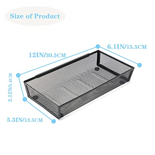 YFEEN Silverware Organizer ，Mesh Cutlery silverware Tray for Drawer，Tool tray organizer,Utensil Flatware Tableware Organizer for Kitchen,Office,with Non-slip,Fits Standard Drawer,(6x12 IN) 4PSC,Black - Image 2