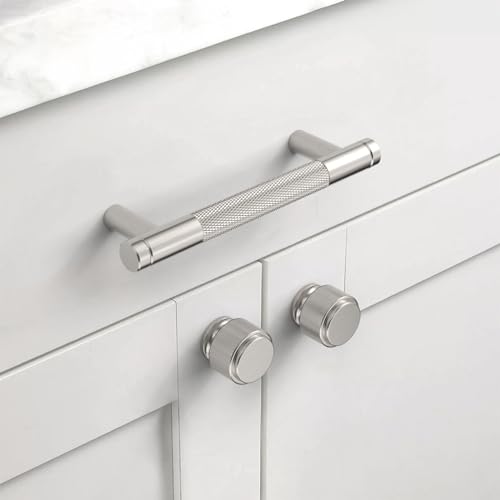 Coinkoly 10 Pack 37596mm Brushed Satin Nickel Cabinet Pulls Silver Knurled Kitchen Cabinet Handles Drawer Pulls Cupboard Hardware for Cabinets - Image 3
