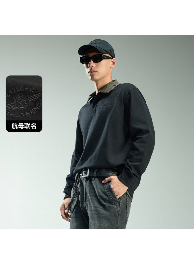 Cabbeen Polo Shirt Men's Embroidery Craft Autumn Long Sleeve Polo Shirt - Image 2