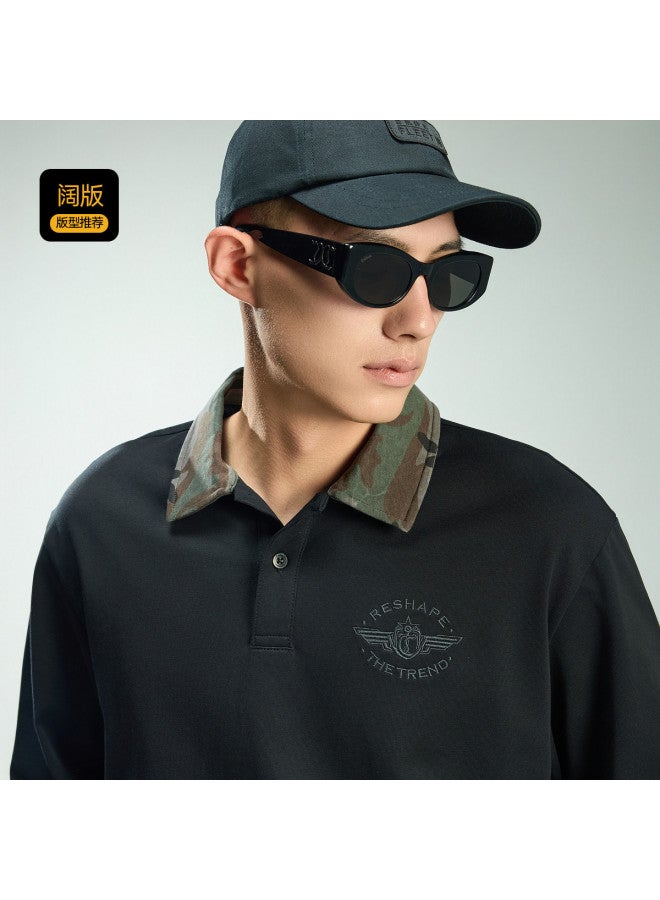 Cabbeen Polo Shirt Men's Embroidery Craft Autumn Long Sleeve Polo Shirt - Image 3