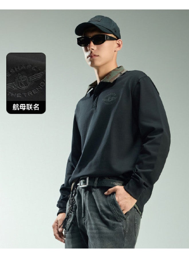 Cabbeen Polo Shirt Men's Embroidery Craft Autumn Long Sleeve Polo Shirt - Image 1