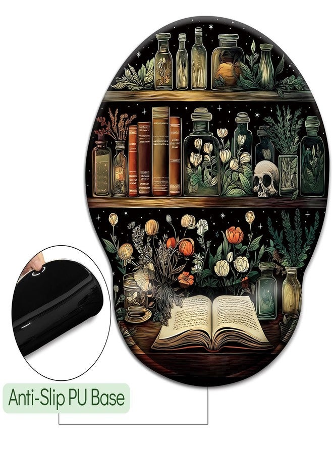 LIMKRIAN Mouse Pad with Wrist Rest, Goth Book Ergonomic Mouse Pad Wrist Support with Non-Slip Pain Relief PU Base, Funny Laptop Computer Mousepad, Gothic Skull Office Home Desk Accessories Decor - Image 4