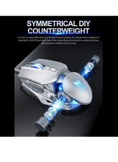 T-WOLF Wired Gaming Mouse 7 Button 4 Color Backlight 1200-6400 Adjustable DPI Office Mouse Built-in Weights for Laptop/PC Silver G530  - Image 2