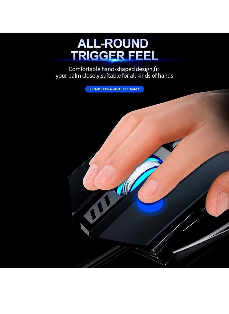 T-WOLF - Wired Gaming Mouse 7 Button 4 Color Backlight 1200-6400 Adjustable DPI Office Mouse Built-in Weights for Laptop/PC Silver G530 - Image 1