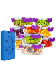 HOPHOP 18pcs Glass Lunch Box with 2pcs icepacks Glass Food Container  - Image 1