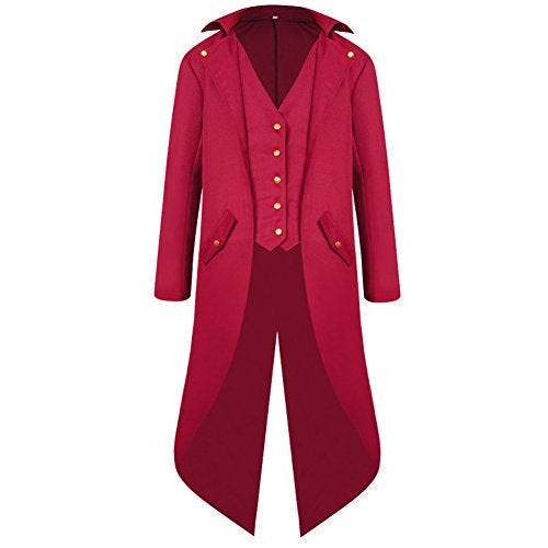 H&ZY HZY Mens Steampunk Vintage Tailcoat Jacket Gothic Victorian Frock Coat Uniform Halloween Costume - Image 1