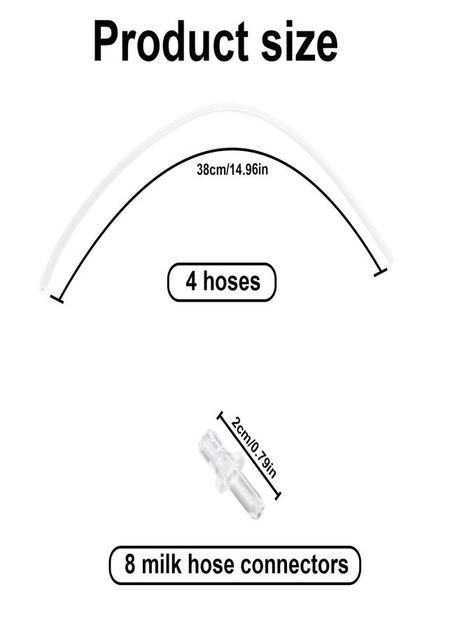 lasuroa 4pcs Milk Tubes Hoses with 8pcs Connectors, 14.96in/38cm Silicone Milk Tube Hoses Replacement Pipe BPA-Free Replacement Part Accessories for Jura HP3 Coffee Machines E6/E8/Z10 - Image 2