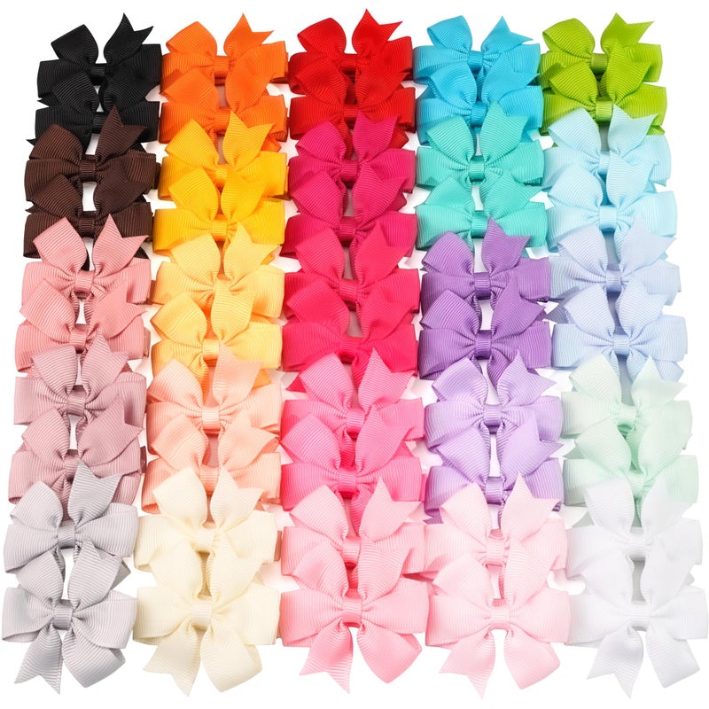JOYOYO 50pcs Boutique Grosgrain Ribbon Pinwheel Hair Bows for Baby Girls Toddler Bows Hair Clips Birthday Gifts In Pair - Image 3