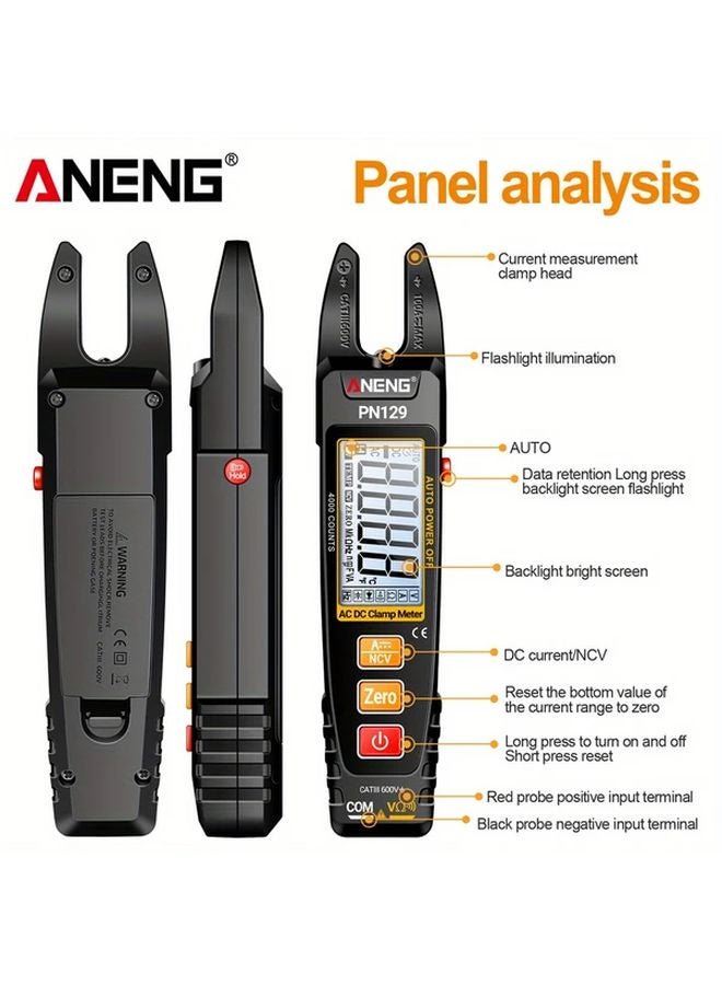 ANENG PN129 Black 4000 Count Digital Multimeter Intelligent Clamp Meter AC DC Voltage Tester - Image 4