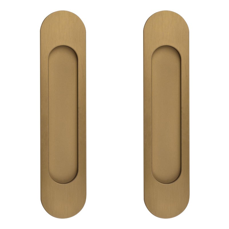 MOROBOR 180MM SelfStick Oval Sliding Door Pulls 2pcs Aluminum Alloy Flush Pull PunchFree Handle for Sliding Barn Door Windows Cabinets Bronze Gold
