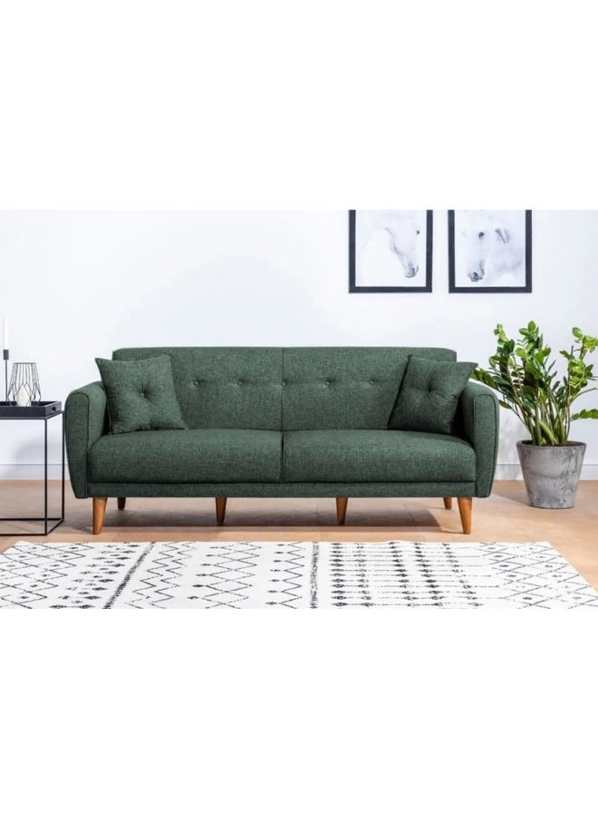 Homzmart Swedish Wood and Linen 2-Seater Sofa  - Green  - Image 1