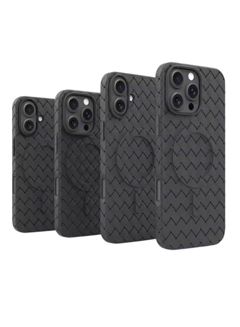 جراب لهاتف 16 مقاس 6.1 بوصة، مصنوع من نسيج كامل، ملمس الجلد، أداة مبتكرة تجمع بين الحماية القصوى والتصميم الأنيق، باستخدام مواد عالية الجودة وتقنيات متقدمة، اللون: (أسود) - Image 3