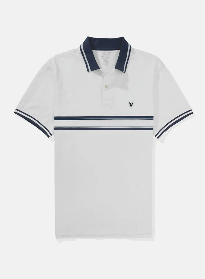 امريكان ايجل Logo Striped Short Sleeve Polo Shirt