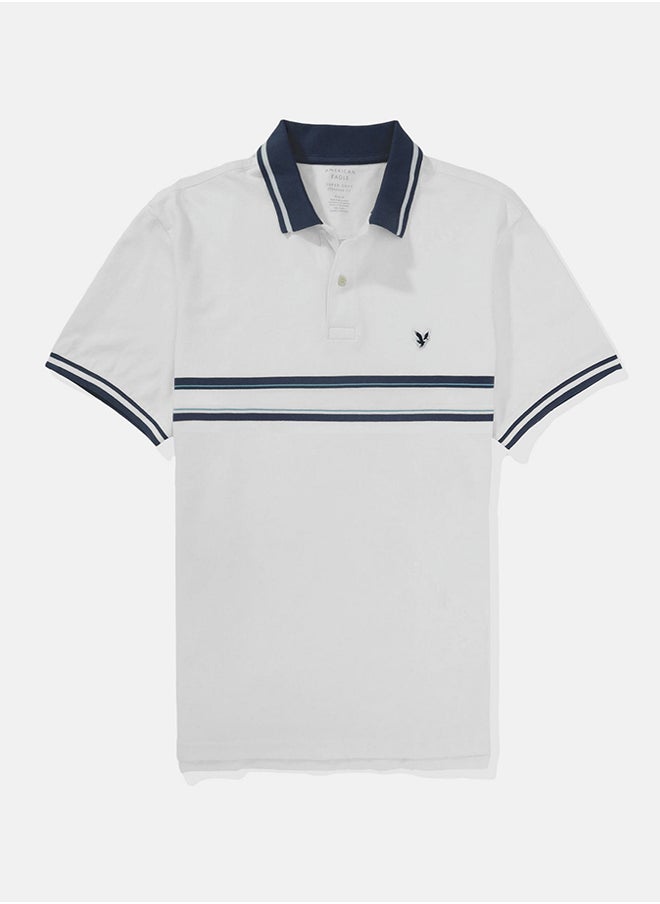 American Eagle Logo Striped Short Sleeve Polo Shirt  - Image 4