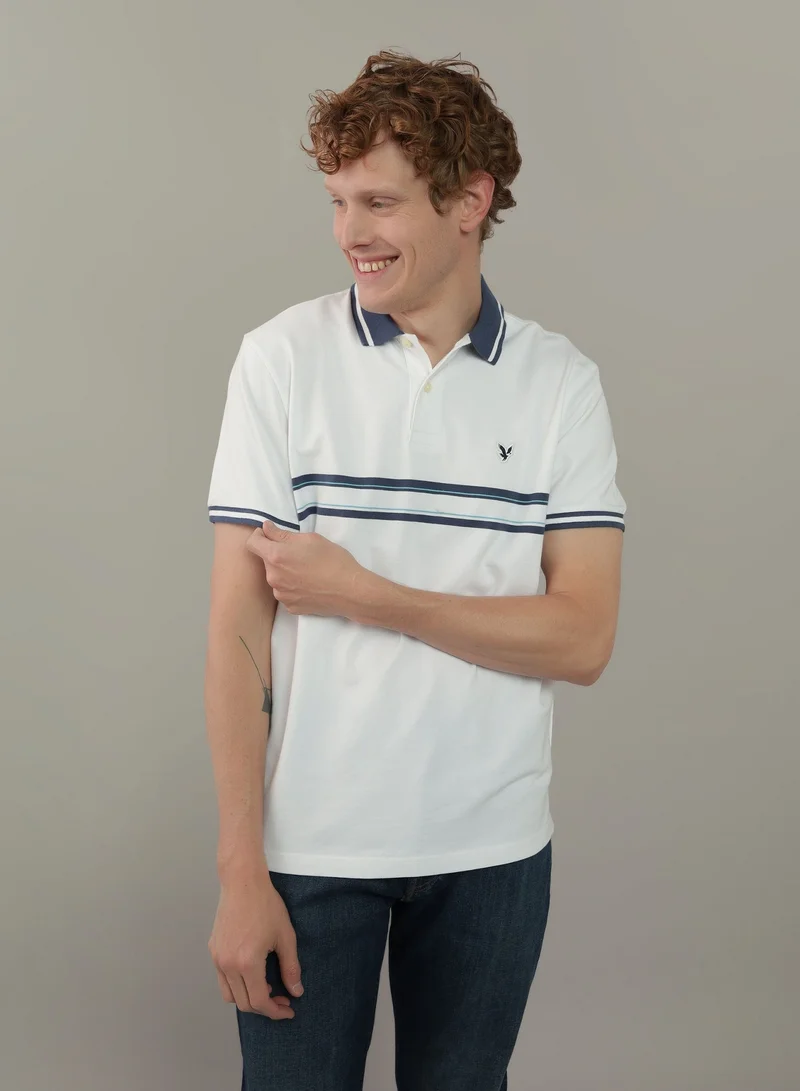 امريكان ايجل Logo Striped Short Sleeve Polo Shirt
