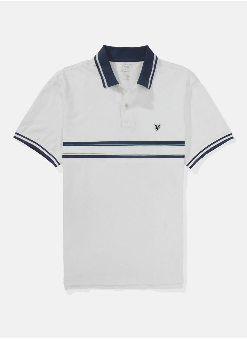 American Eagle Logo Striped Short Sleeve Polo Shirt  - Image 5