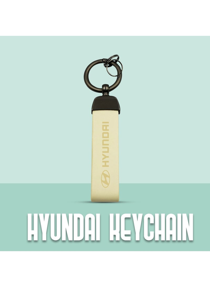 HYUNDAI Metal Ring PU Leather Strap Keychain Home Key Chain Car Keychain Hyundai Car Key Chain Super Finish 1Pcs - Image 1