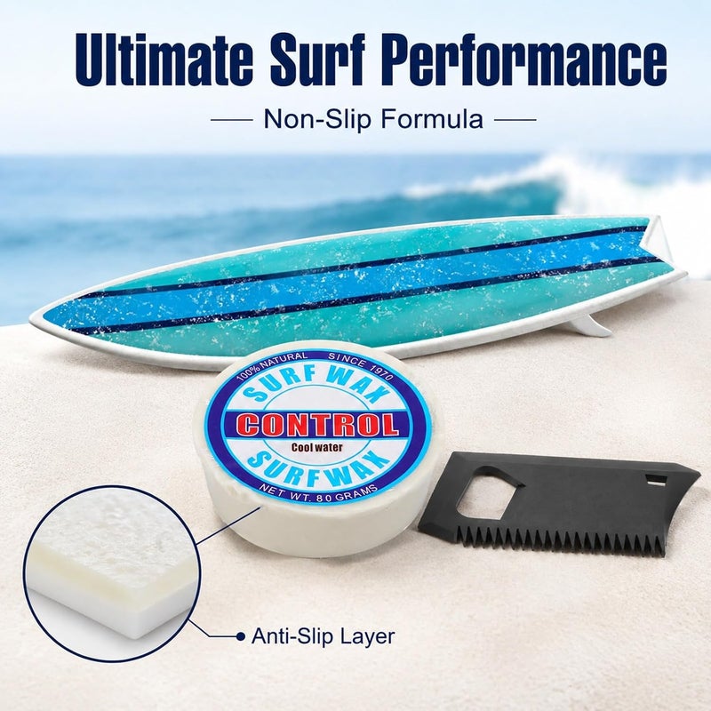 Portable Surf Skateboard Wax, Paraffin Anti - Slip Wax with Wax Comb, Lightweight and Compact - Durable Grip, Easy Application, Ideal for Surfing and Skimboarding - Image 3