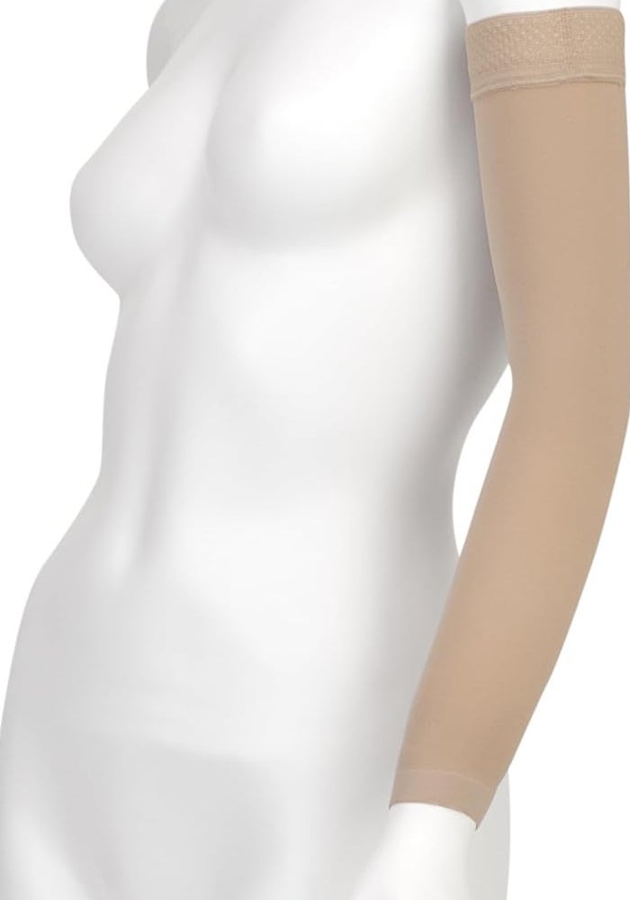 Juzo Soft 2001 20-30mmHg Max Armsleeve with Silicone Top Band for Women - Beige, Size 4 (IV) MAX - Image 1