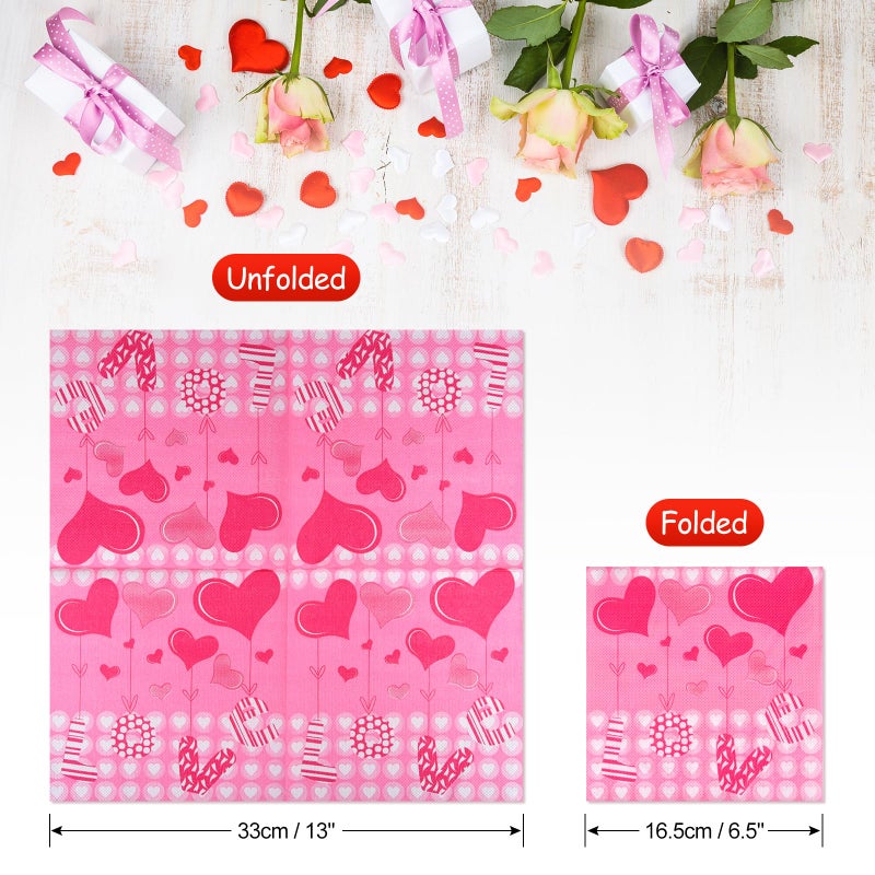 ASTARON ASTARON 60 pieces Valentine's Day Napkins 13""? 13""  Disposable Paper Cocktail Napkins for Valentine Party Supplies  3 Designs Valentines Day Themed Napkins  - Image 3