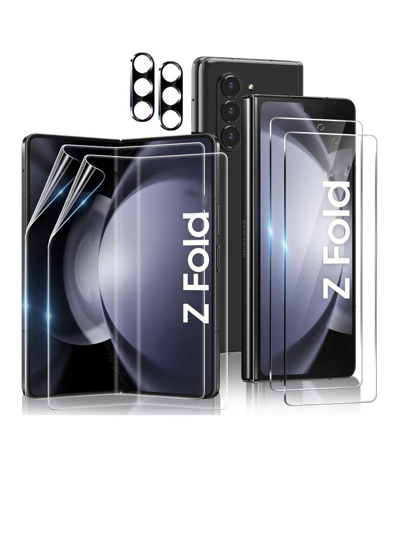 Aookay [6 in 1] For Samsung Galaxy Z Fold 6 Screen Protector, 2 Pack Inner TPU Film + 2 Pack Front Tempered Glass + 2 Pack Tempered Glass Camera Lens Protector [HD Drop-Proof]  - Image 1