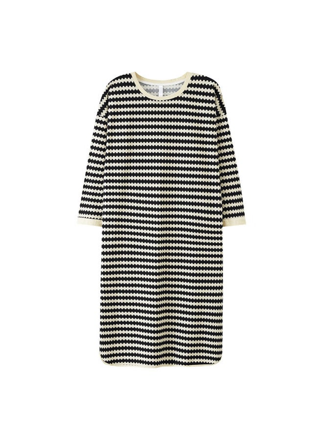 Joae Women's Pure Cotton Striped Long Sleeve Nightdress Sleepwear XL
