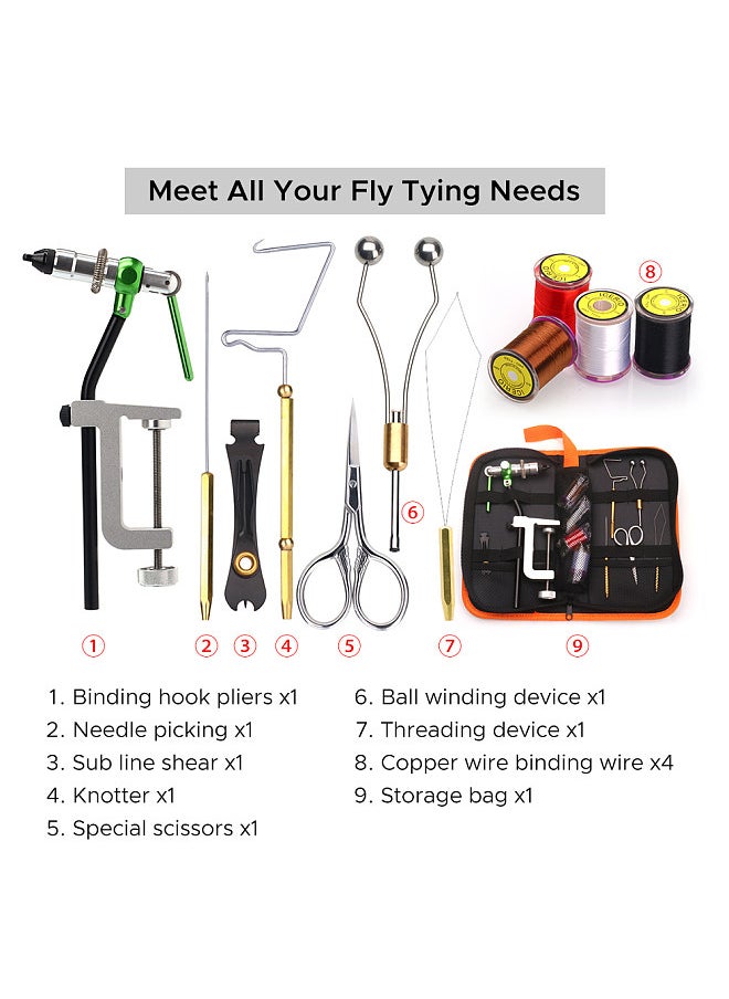 Generic - Fly Tying Tools Kit with Fly Tying Threader Needle Whip Finisher Scissors Fly Tying Kits for Flying Fishing Professionals Beginners - Image 1