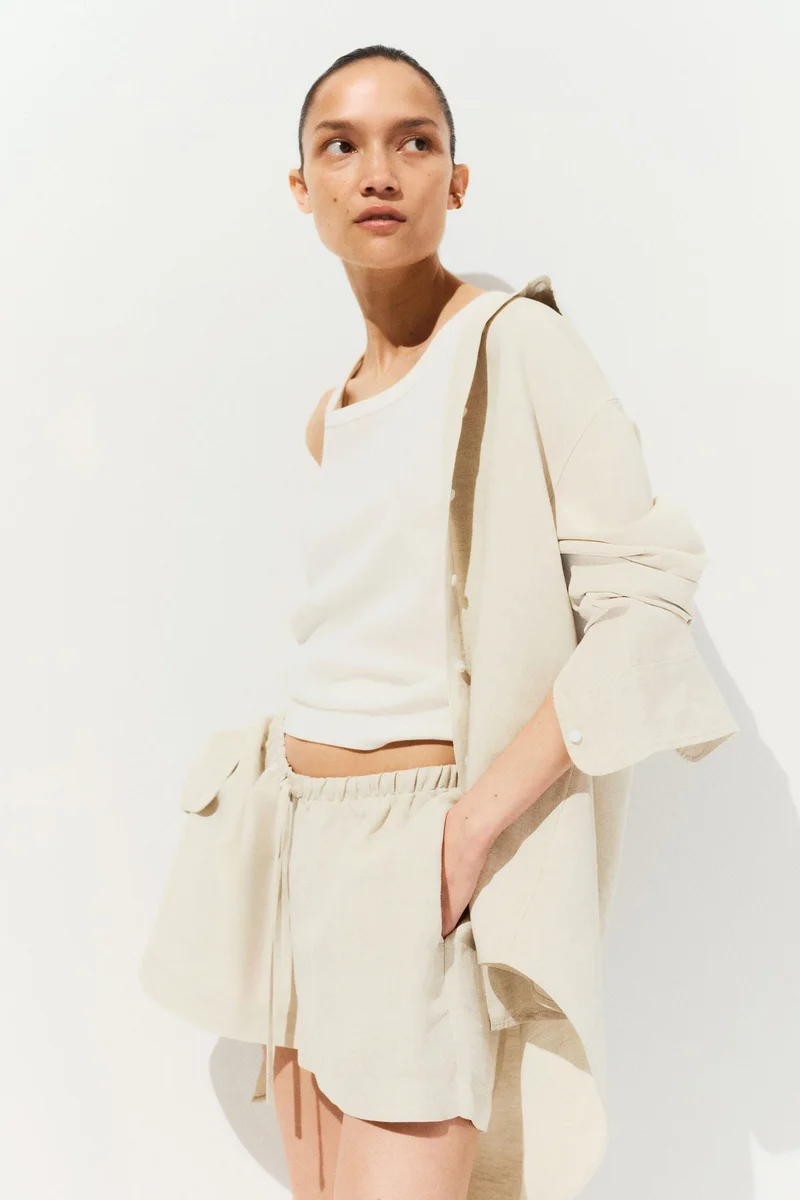 H&M MAMA Before &amp; After Linen-blend shorts