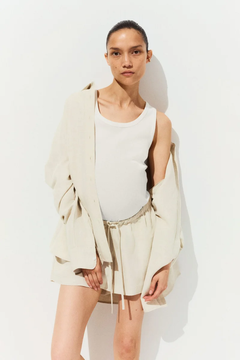 H&M MAMA Before &amp; After Linen-blend shorts