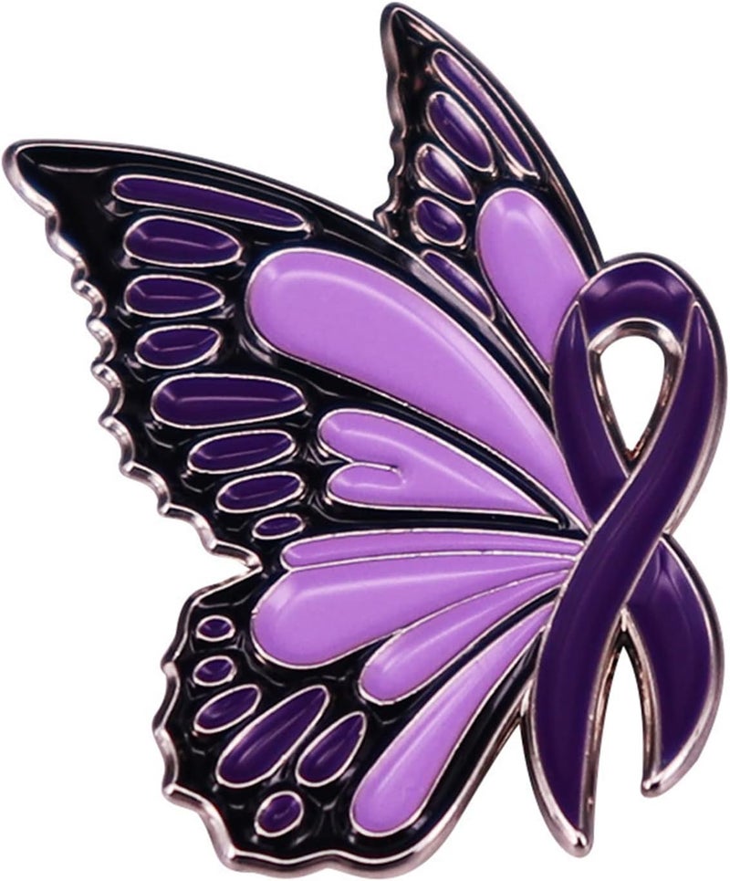 Purple Ribbon Pin: High-Quality Alloy Enamel Finish - Durable Fading Resistant Lapel Pin for Domestic Violence Awareness Advocacy, Survivor Support And Personalized Wear - Image 1