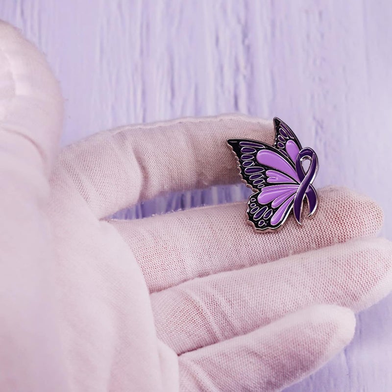 Purple Ribbon Pin: High-Quality Alloy Enamel Finish - Durable Fading Resistant Lapel Pin for Domestic Violence Awareness Advocacy, Survivor Support And Personalized Wear - Image 3