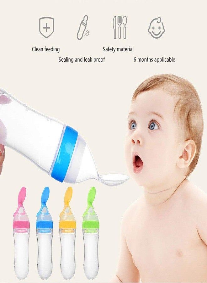 Heights squeezable Silicone Baby Feeding Bottle 90ml Fruit Feeder Bottle with Spoon for Newborn Baby(Random Color) Pack of 1 - Image 4