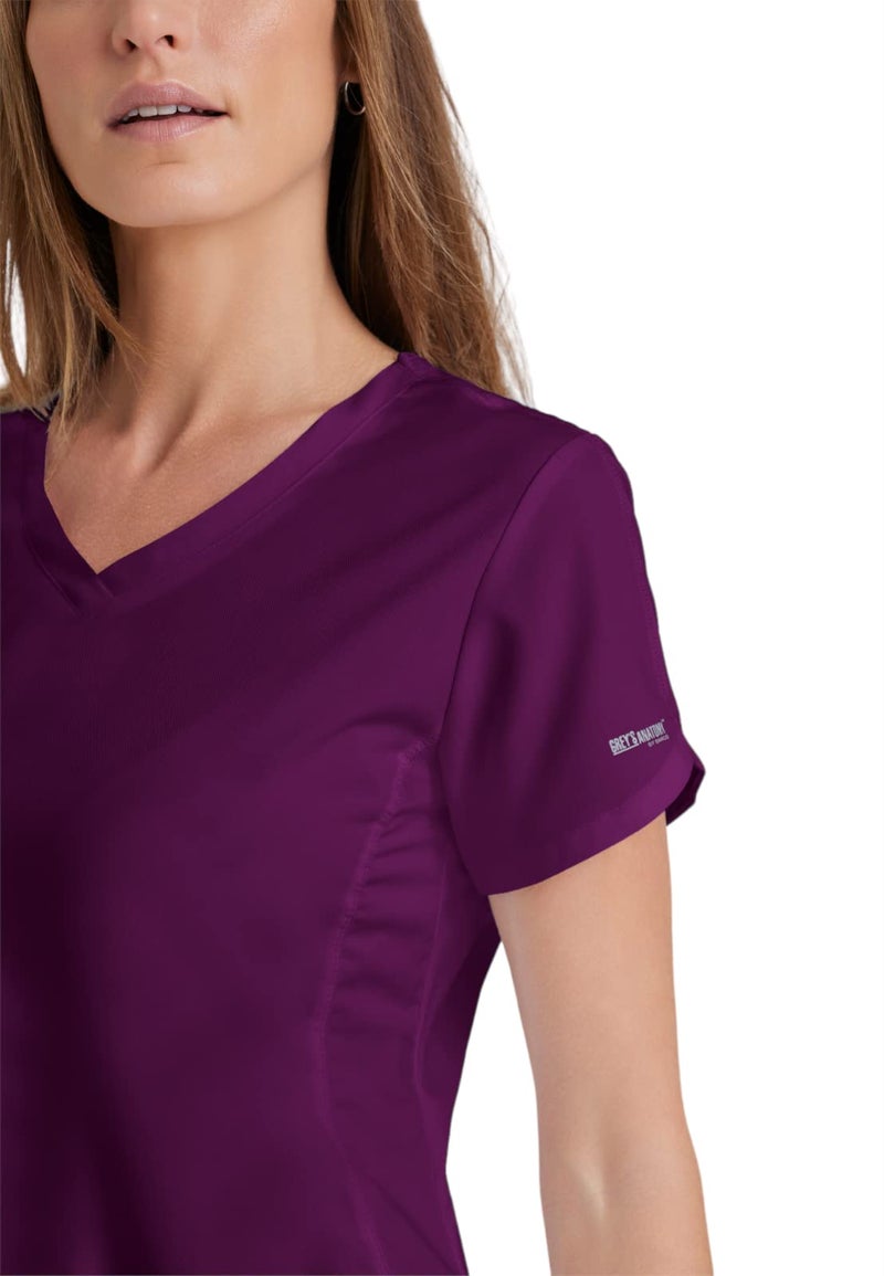 Barco Grey’s Anatomy by BARCO Classic Cora Scrub Top for Women – Wine, 4-Pocket Crossover V-Neck Scrub Shirt with Natural Stretch, Soil Release Fabric, and Super-Soft Finish – Small, Regular Fit - Image 5