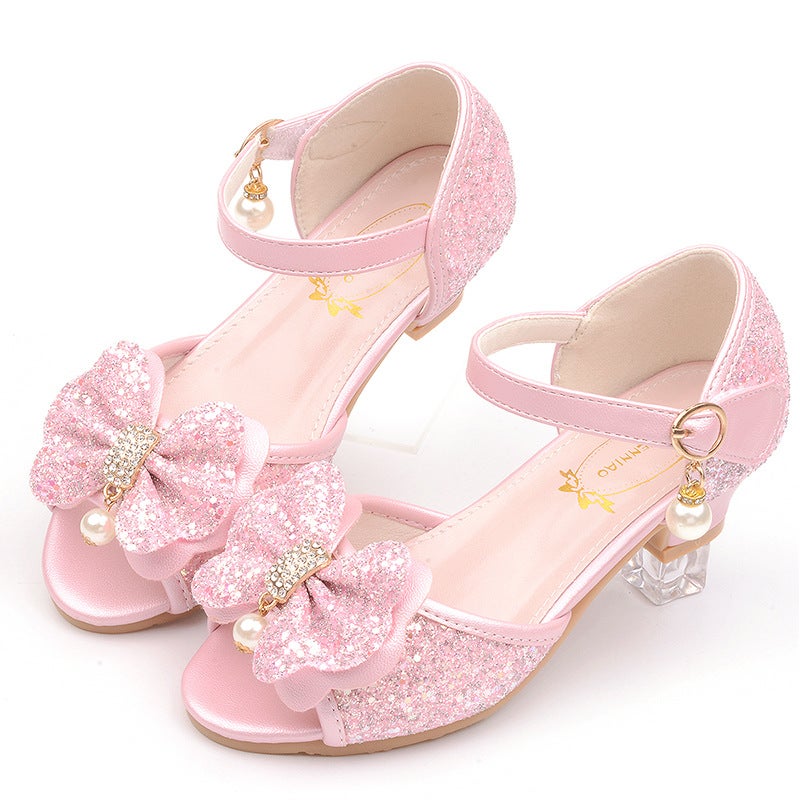 Girls Princess Shoes Sandals Children High Heels Aisha Princess Dress Shoes Frozen Summer Blue - Image 3