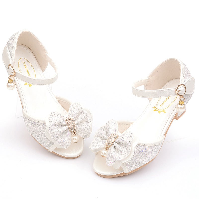 Girls Princess Shoes Sandals Children High Heels Aisha Princess Dress Shoes Frozen Summer Blue - Image 1