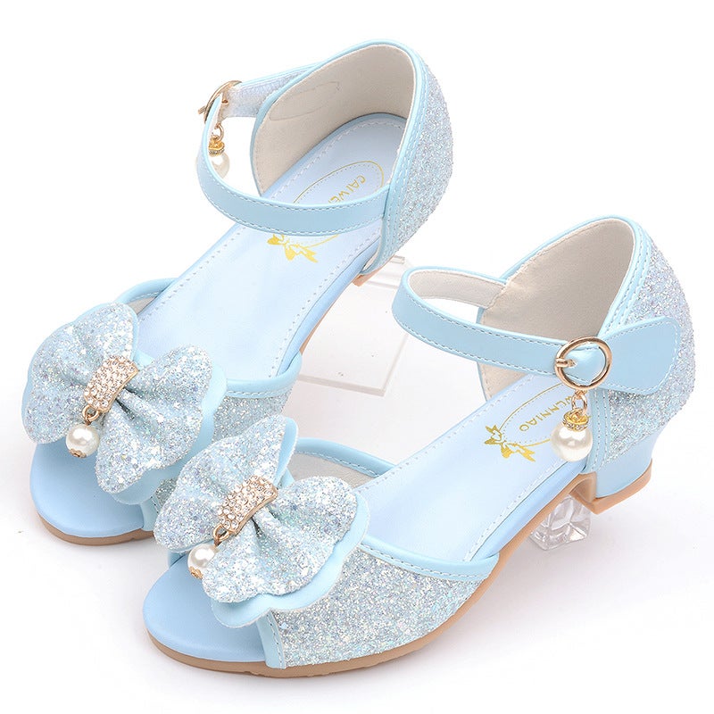 Girls Princess Shoes Sandals Children High Heels Aisha Princess Dress Shoes Frozen Summer Blue - Image 2
